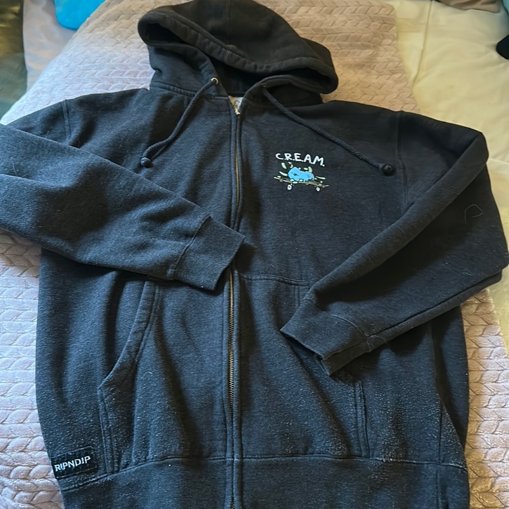 Rip n Dip thick cotton zip up hoodie jacket coat with graphics on front & back M